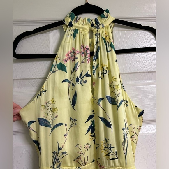 Banana Republic Yellow Floral Satin Midi Dress Sz 6 Wedding Guest Dress Vacation - Picture 8 of 12